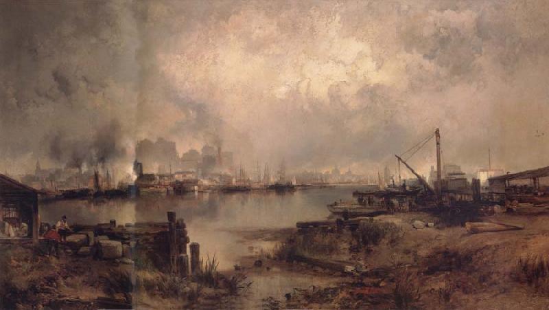 Thomas Moran Lower Manhattan From Communipaw oil painting picture